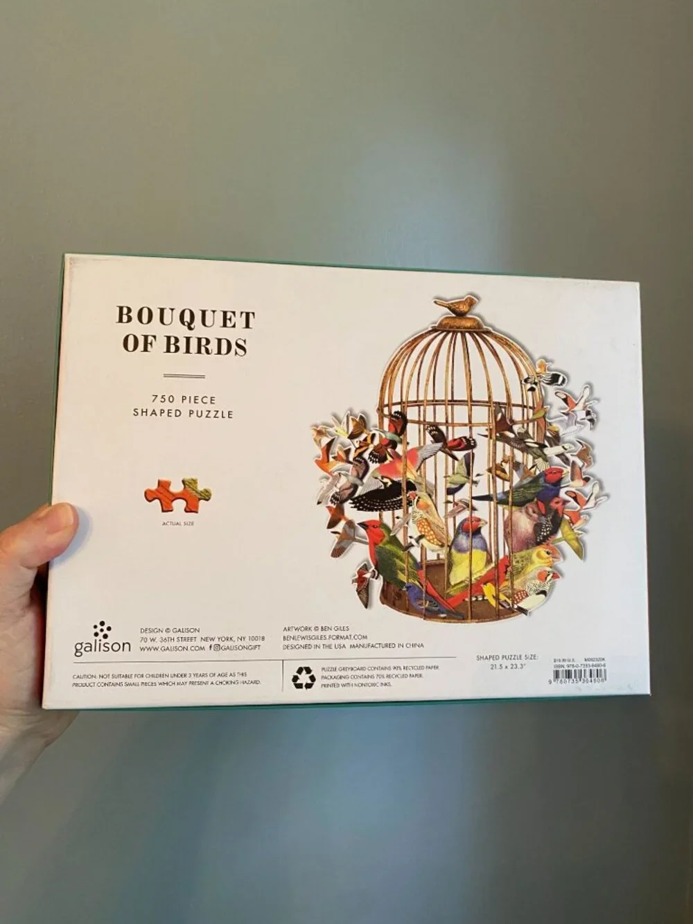 Galison Bouquet of Birds Shaped Puzzle, 750 Pieces, 21.5” x 23.3''